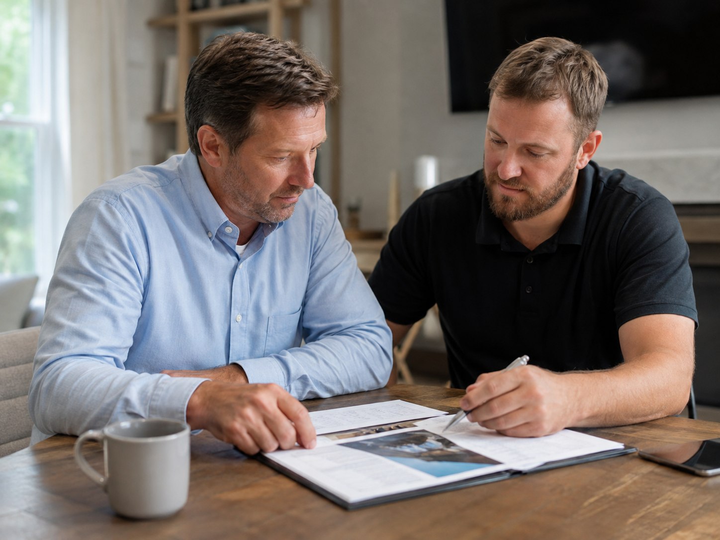 Roofing contractor consultation with a property owner